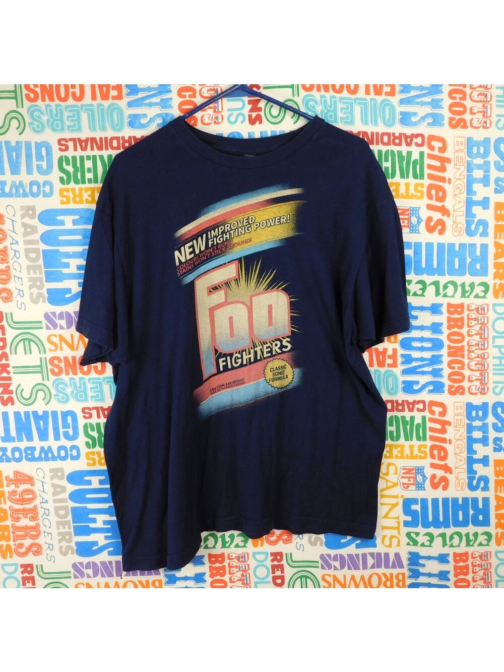 Foo Fighters New Improved Fighting Power Graphic T Shirt Navy Blue XL Tultex
